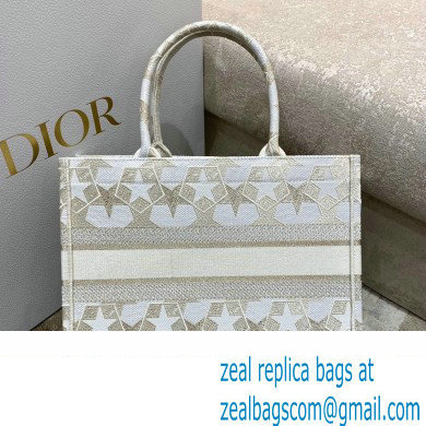 Dior Small Book Tote Bag in Dior etoile Embroidery Gold 2022
