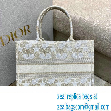 Dior Small Book Tote Bag in Dior etoile Embroidery Gold 2022 - Click Image to Close