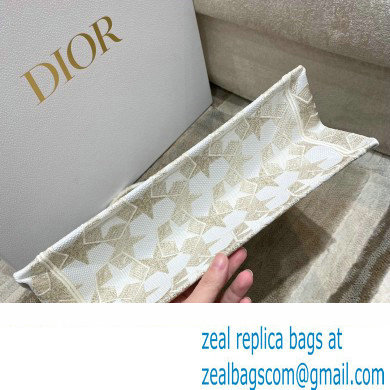 Dior Small Book Tote Bag in Dior etoile Embroidery Gold 2022 - Click Image to Close
