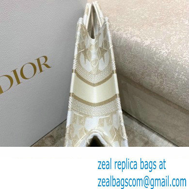 Dior Small Book Tote Bag in Dior etoile Embroidery Gold 2022