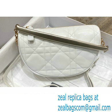 Dior Small Vibe Hobo Bag in Cannage Lambskin White/Gold 2022