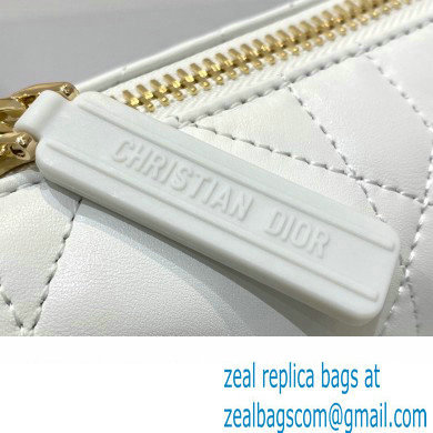 Dior Small Vibe Hobo Bag in Cannage Lambskin White/Gold 2022 - Click Image to Close