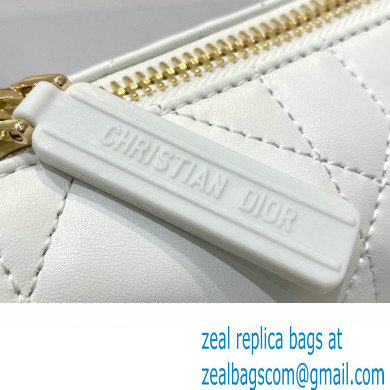 Dior Small Vibe Hobo Bag in Cannage Lambskin White/Gold 2022