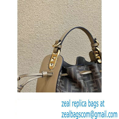 Fendi Pomodorino Drawstring Mini Bucket Bag Brown FF fabric 2022