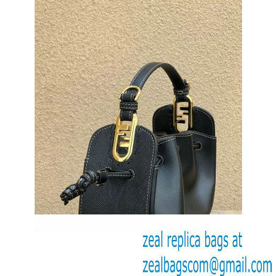 Fendi Pomodorino Drawstring Mini Bucket Bag Leather Black 2022