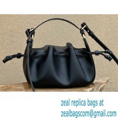 Fendi Pomodorino Drawstring Mini Bucket Bag Leather Black 2022