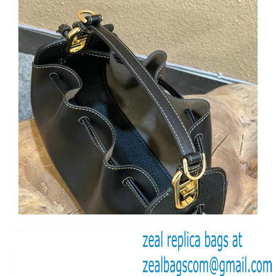 Fendi Pomodorino Drawstring Mini Bucket Bag Leather Black 2022