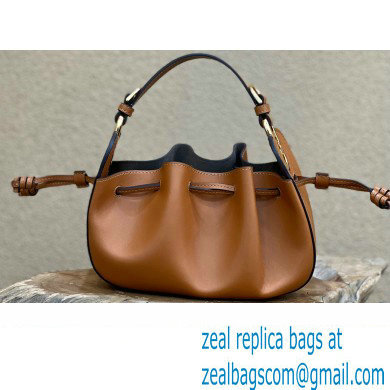 Fendi Pomodorino Drawstring Mini Bucket Bag Leather Brown 2022