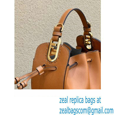 Fendi Pomodorino Drawstring Mini Bucket Bag Leather Brown 2022