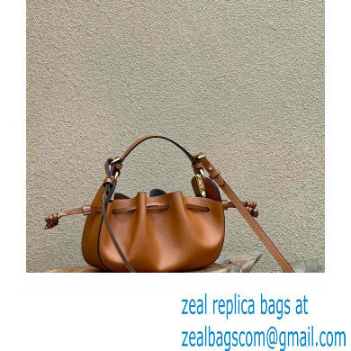 Fendi Pomodorino Drawstring Mini Bucket Bag Leather Brown 2022