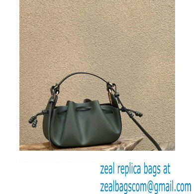 Fendi Pomodorino Drawstring Mini Bucket Bag Leather Dark Green 2022