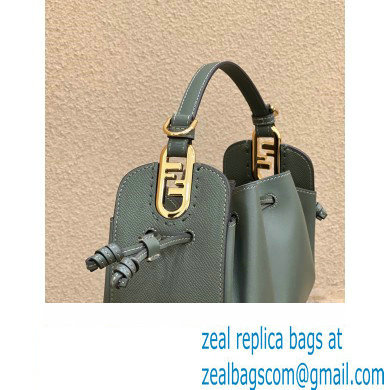 Fendi Pomodorino Drawstring Mini Bucket Bag Leather Dark Green 2022