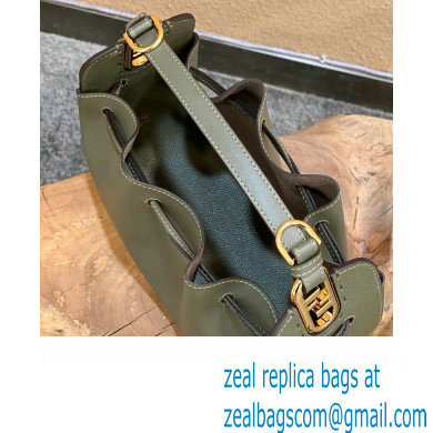 Fendi Pomodorino Drawstring Mini Bucket Bag Leather Dark Green 2022