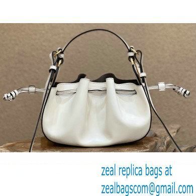 Fendi Pomodorino Drawstring Mini Bucket Bag Leather White 2022