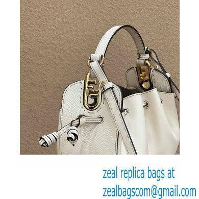 Fendi Pomodorino Drawstring Mini Bucket Bag Leather White 2022