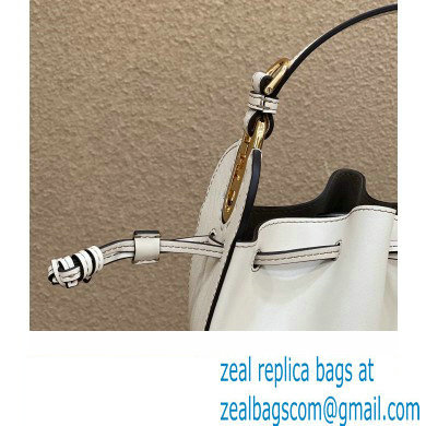 Fendi Pomodorino Drawstring Mini Bucket Bag Leather White 2022