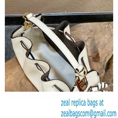 Fendi Pomodorino Drawstring Mini Bucket Bag Leather White 2022