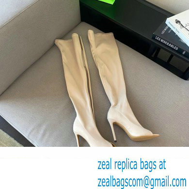 Gianvito Rossi Heel 10.5cm FABRIC and TPU HIROKO CUISSARD Thigh-high Boots Nude 2022