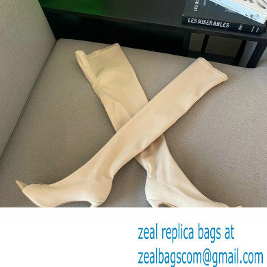 Gianvito Rossi Heel 10.5cm FABRIC and TPU HIROKO CUISSARD Thigh-high Boots Nude 2022