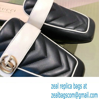 Gucci Double G Leather slipper 423694 Chevron Black 2022