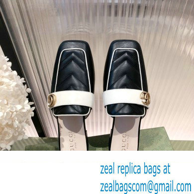 Gucci Double G Leather slipper 423694 Chevron Black 2022