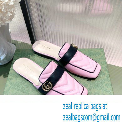 Gucci Double G Leather slipper 423694 Chevron Pink 2022