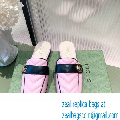 Gucci Double G Leather slipper 423694 Chevron Pink 2022