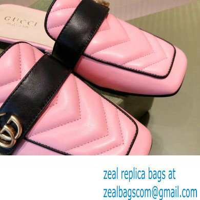 Gucci Double G Leather slipper 423694 Chevron Pink 2022