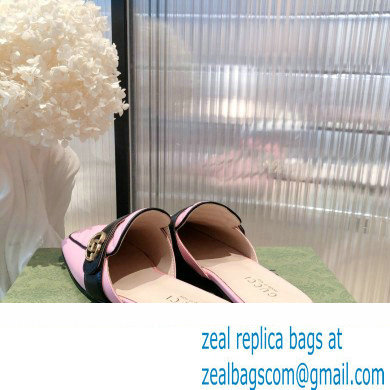 Gucci Double G Leather slipper 423694 Chevron Pink 2022