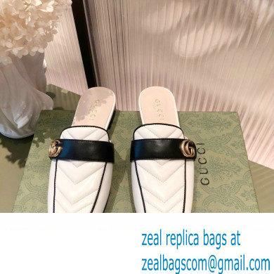 Gucci Double G Leather slipper 423694 Chevron White 2022