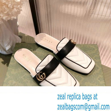 Gucci Double G Leather slipper 423694 Chevron White 2022