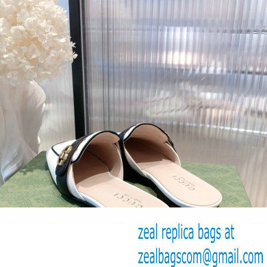 Gucci Double G Leather slipper 423694 Chevron White 2022