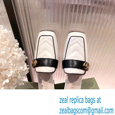 Gucci Double G Leather slipper 423694 Chevron White 2022