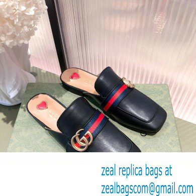 Gucci Double G Leather slipper 423694 Web Black 2022