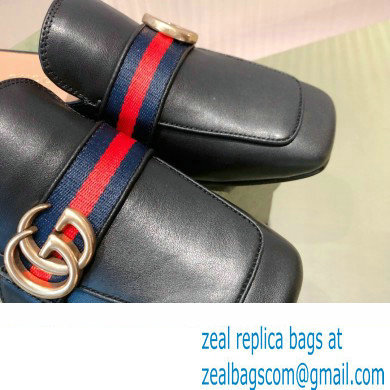 Gucci Double G Leather slipper 423694 Web Black 2022