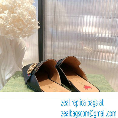 Gucci Double G Leather slipper 423694 Web Black 2022