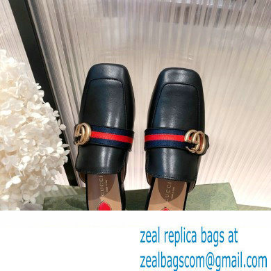 Gucci Double G Leather slipper 423694 Web Black 2022