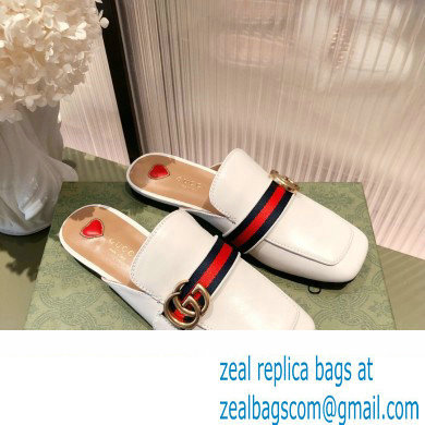 Gucci Double G Leather slipper 423694 Web White 2022