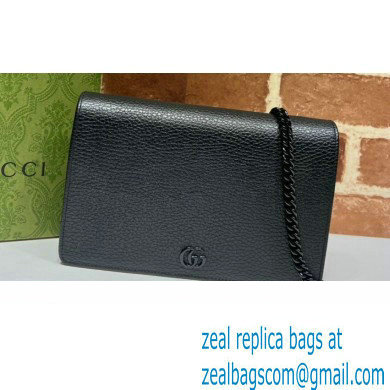 Gucci GG Marmont Chain Wallet 497985 Resin Hardware Black 2022 - Click Image to Close