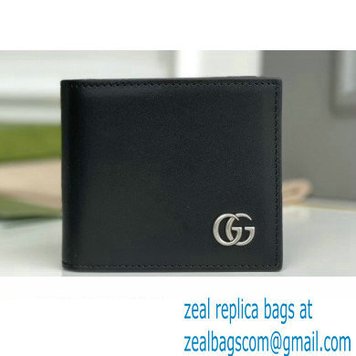 Gucci GG Marmont Leather Bi-fold Wallet 428726 Black/Silver 2022 - Click Image to Close
