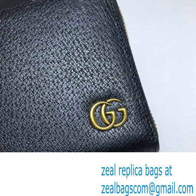 Gucci GG Marmont Leather Zip Around Wallet 428736 Black/Gold 2022