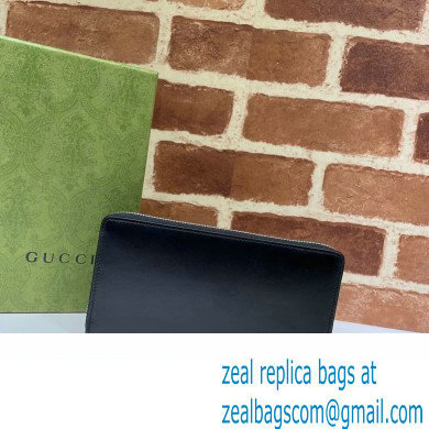 Gucci GG Marmont Leather Zip Around Wallet 428736 Black/Silver 2022