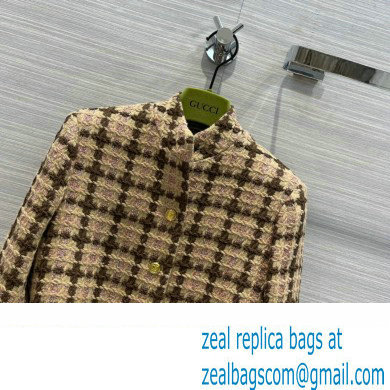 Gucci Lame check tweed jacket with belt 2022