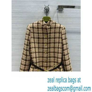 Gucci Lame check tweed jacket with belt 2022