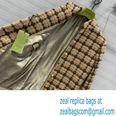 Gucci Lame check tweed jacket with belt 2022