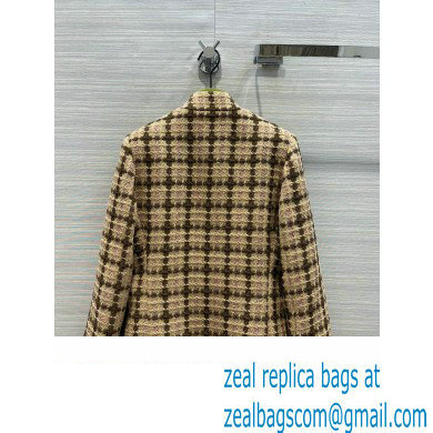 Gucci Lame check tweed jacket with belt 2022