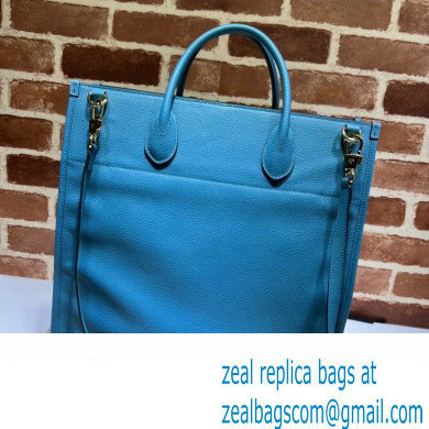 Gucci Medium/Large Tote Bag with Gucci Logo 674850 Blue 2022