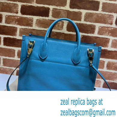 Gucci Small Tote Bag with Gucci Logo 674822 Blue 2022 - Click Image to Close