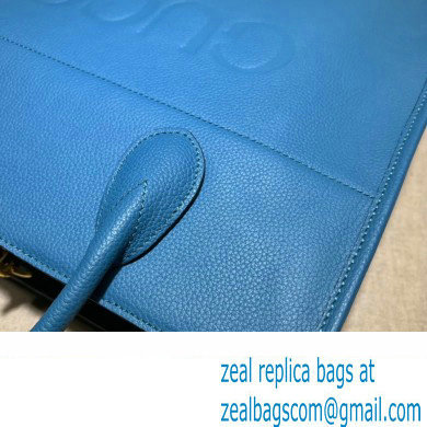 Gucci Small Tote Bag with Gucci Logo 674822 Blue 2022 - Click Image to Close