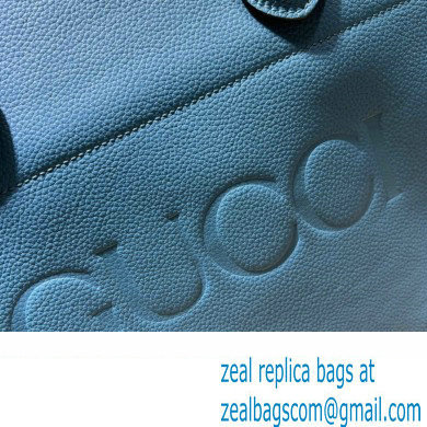 Gucci Small Tote Bag with Gucci Logo 674822 Blue 2022 - Click Image to Close